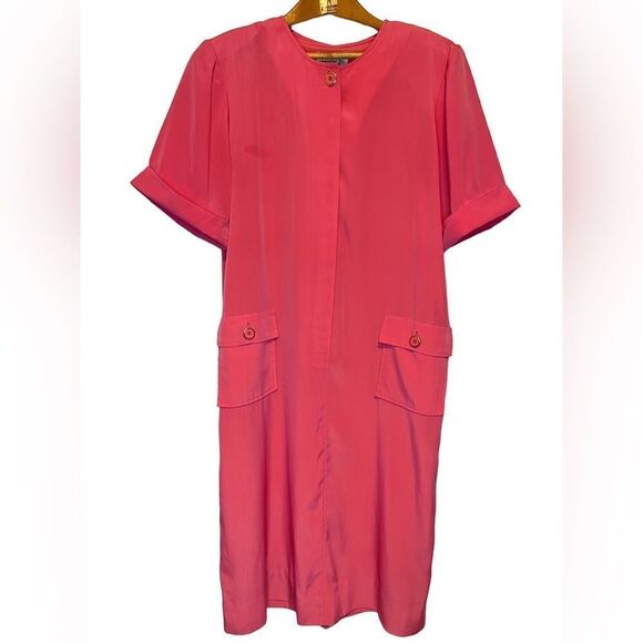 VTG Henry Lee coral pink midi length house dress muumuu robe - Picture 5 of 9